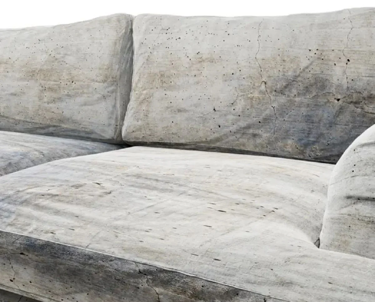 Luxury velvet sofa cement gray 215 x 97 x H. 82 cm - living room sofa - hotel sofa - living room furniture - hotel furniture - luxury furniture - living room furnishings - luxury furnishings