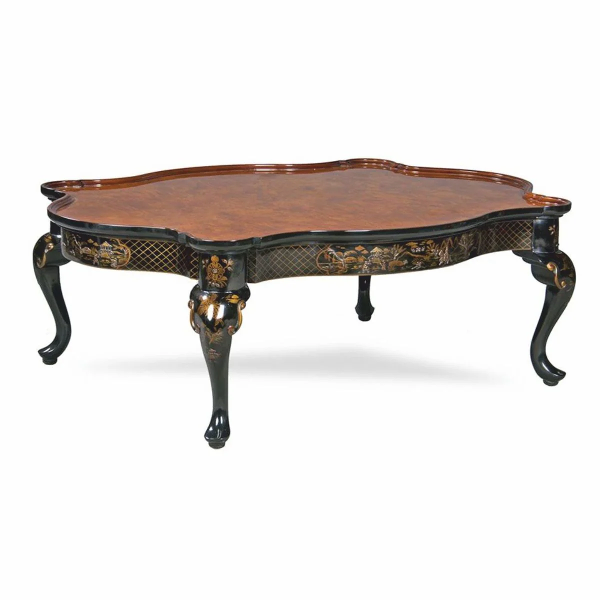 Luxury Baroque Coffee Table Brown / Black / Gold - Chinese Style Baroque Furniture