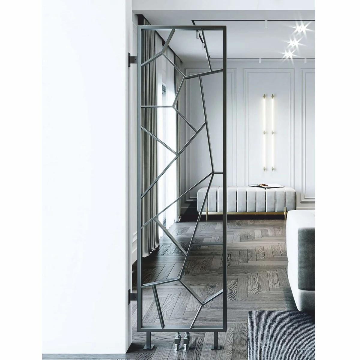 Luxury stainless steel heater gray H. 180 cm - luxury radiator