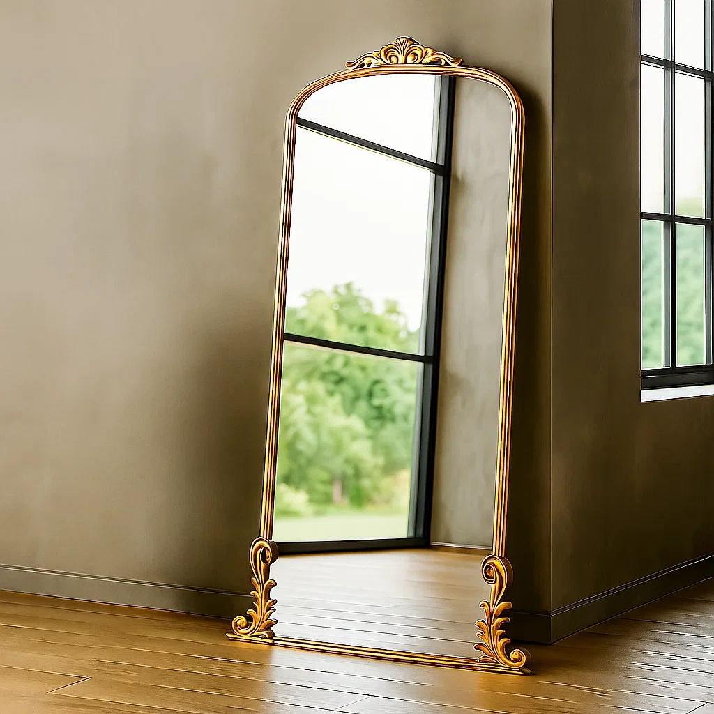 Ganzkörperspiegel, goldfarben, Metall, geeignet für das Wohnzimmer, 52 x 7 x 174 cm