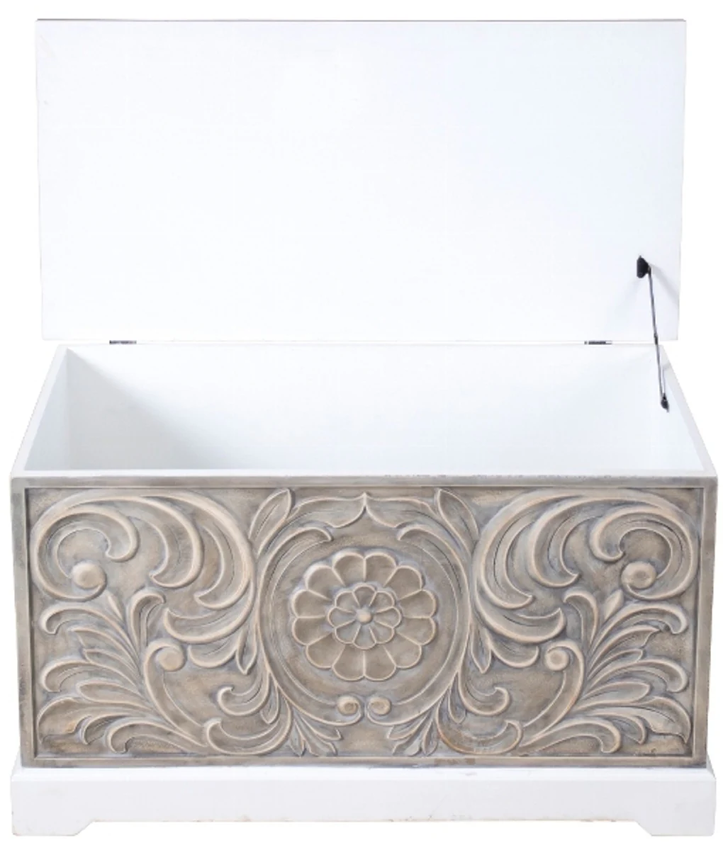 Country house style chest white / brown 79 x 42 x H. 46 cm - Handcrafted country house style wooden chest