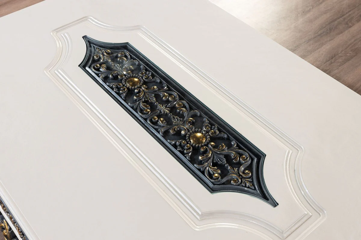 Luxury baroque coffee table white / cream / black / blue / gold - magnificent baroque style living room table - baroque style living room furniture - baroque furniture - luxury furniture in baroque style