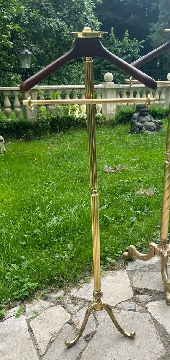 Luxus Barock Dressboy Messing / Dunkelbraun H. 127 cm - Barock Hotel Möbel