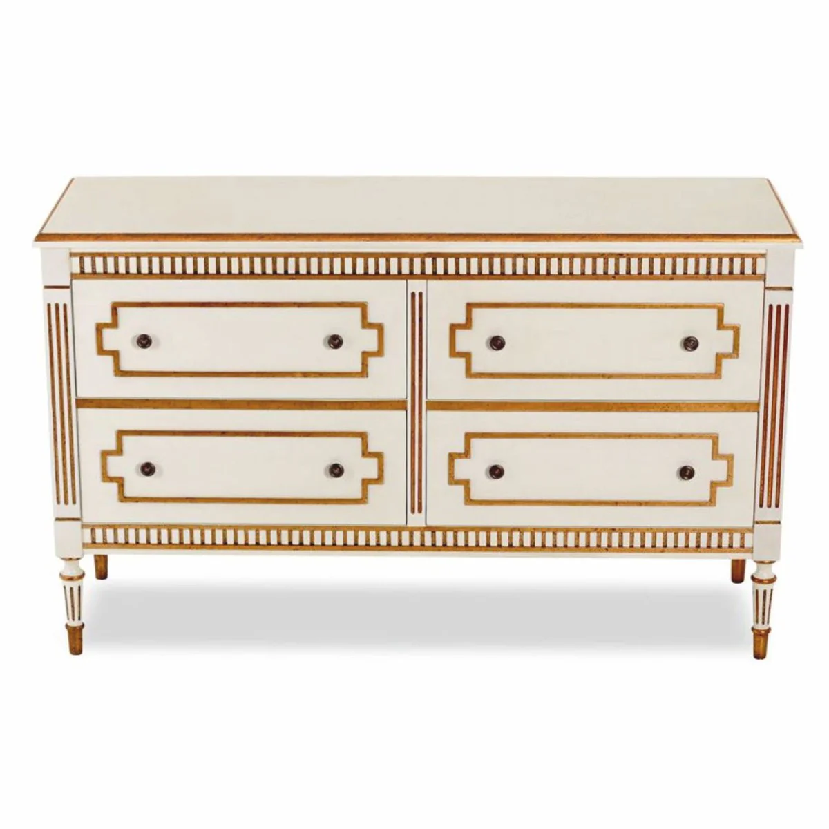 Luxury Baroque Bedroom Chest of 4 Drawers Cream / Antique Gold
