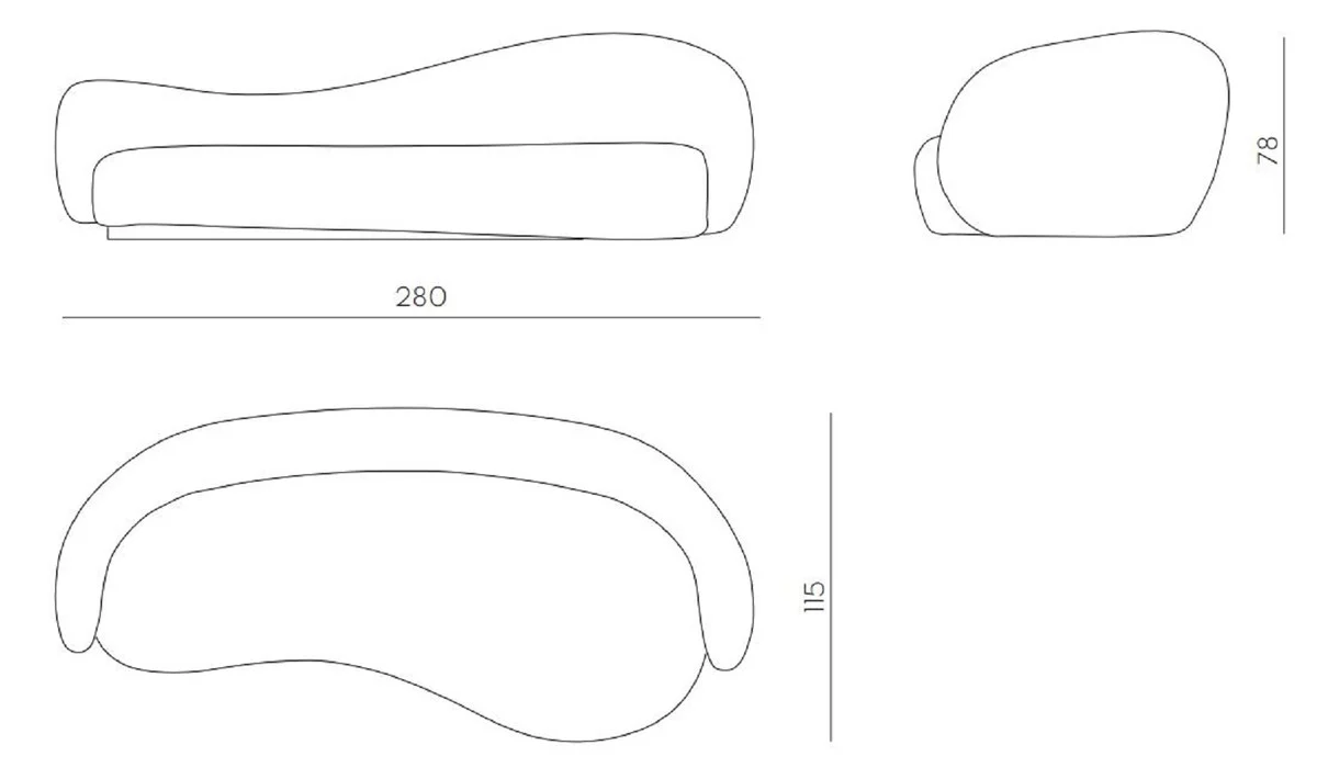 Luxury sofa white / black / silver 280 x 115 x H. 78 cm - living room sofa - hotel sofa - living room furniture - hotel furniture - luxury furniture