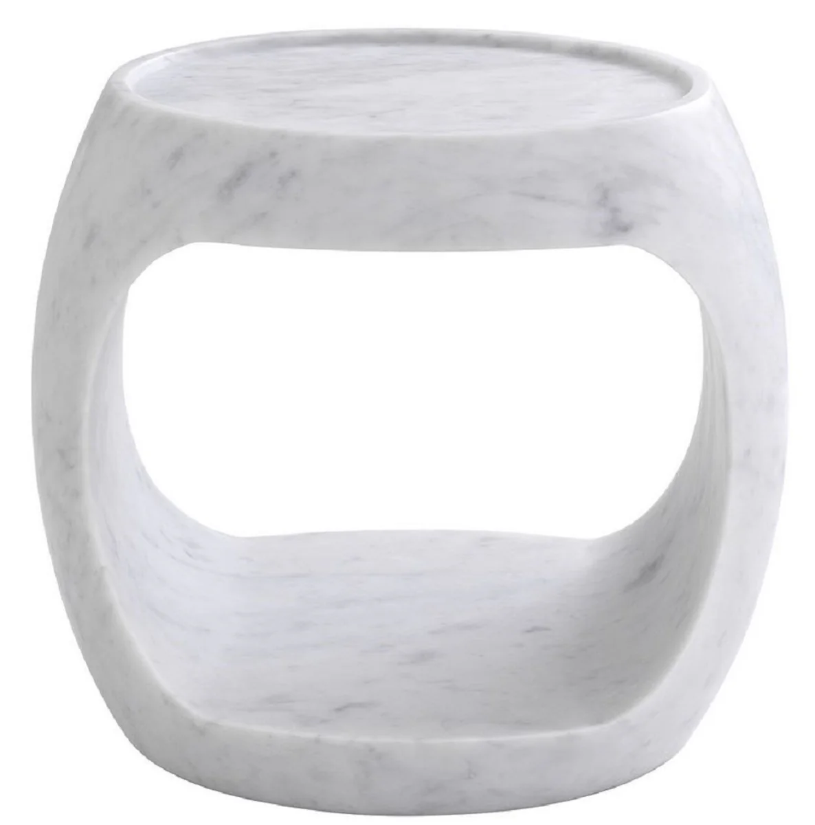 Luxury marble side table white 43 x 36.5 x H. 40.5 cm - marble furniture - luxury quality