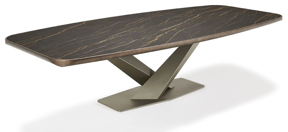 Luxury dining table black / bronze / titanium 300 x 128 x H. 73 cm - Dining room table with high-quality ceramic table top - Modern dining room furniture - Luxury quality - Made in Italy