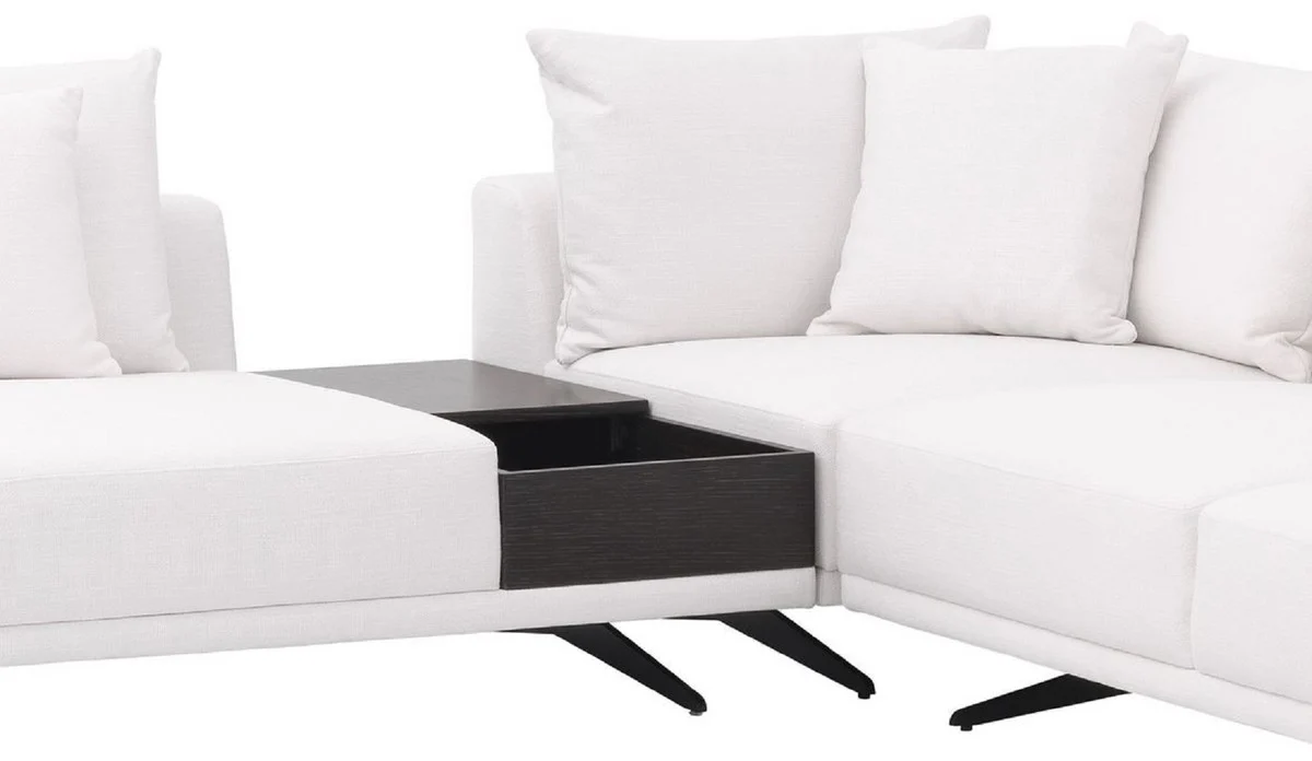 Luxury corner sofa white / bronze 340 x 292 x H. 64 cm - Elegant living room sofa with cushions - Luxury furniture - Luxury quality