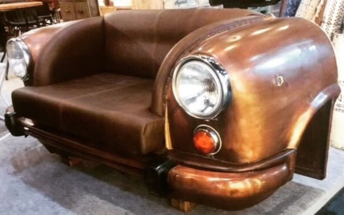 Designer car sofa brown / bronze 159 x 65 x H. 75 cm - living room sofa in car design - living room car furniture
