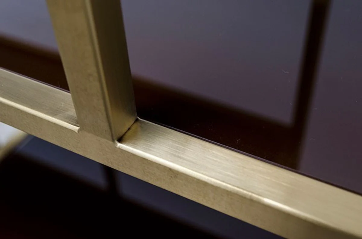 Art Deco luxury shelf cabinet stainless steel gold with tinted glass shelves H210 x 98 x 35 cm - bookcase shelf cabinet - Art Nouveau furniture