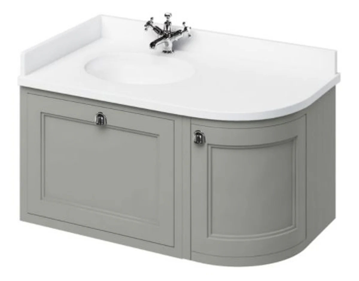 Wall-mounted wash cabinet with marble top drawer and door - luxury washbasin