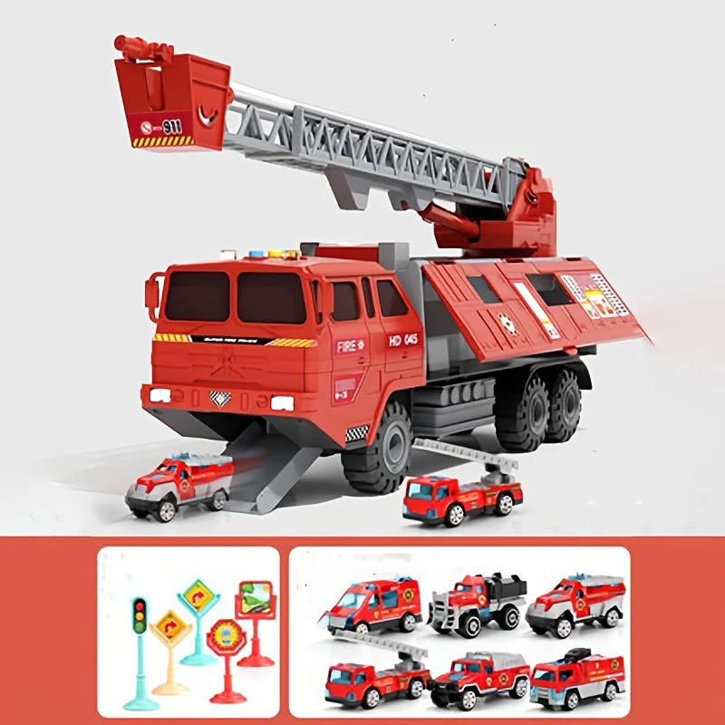 Großes Auto, Spielzeug, Junge, Kinder, Intelligenz, Bildung, Feuertechnik, Fahrzeug, Anzug, Multifunktionsbehälter, Rakete, Wasserstrahl