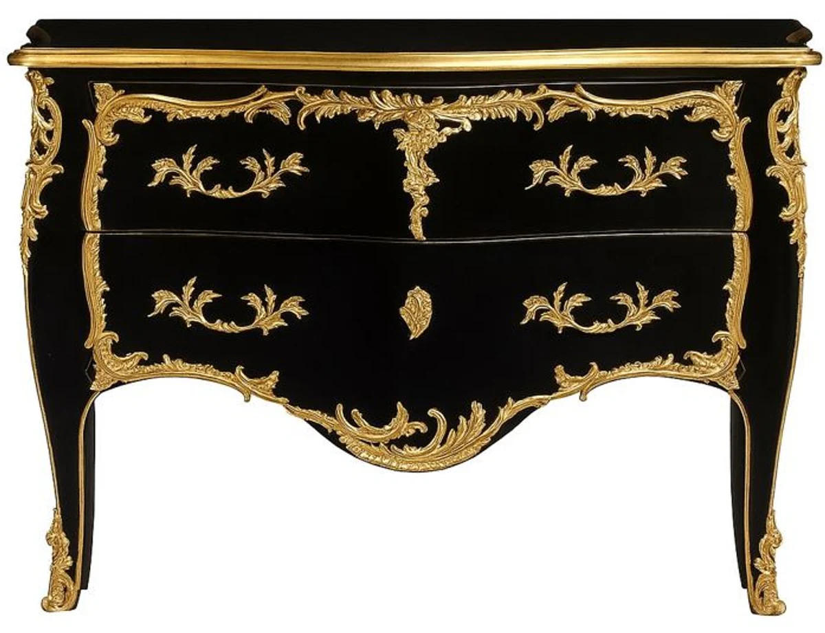 Baroque chest of drawers with 2 drawers antique black / gold - handmade solid wood chest of drawers in baroque style - handmade baroque furniture - noble & magnificent