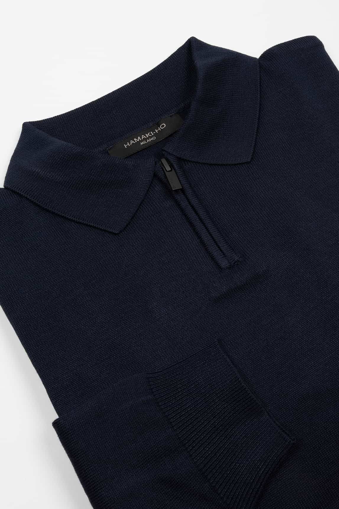 Rivera-Spain Marineblauer Rollkragenpullover mit Reißverschluss