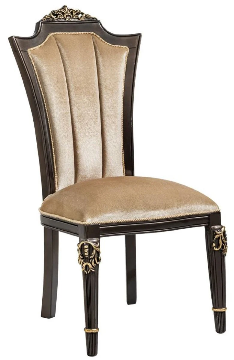 Luxury Baroque Dining Room Chair Set of 8 Light Brown - Baroque Furniture