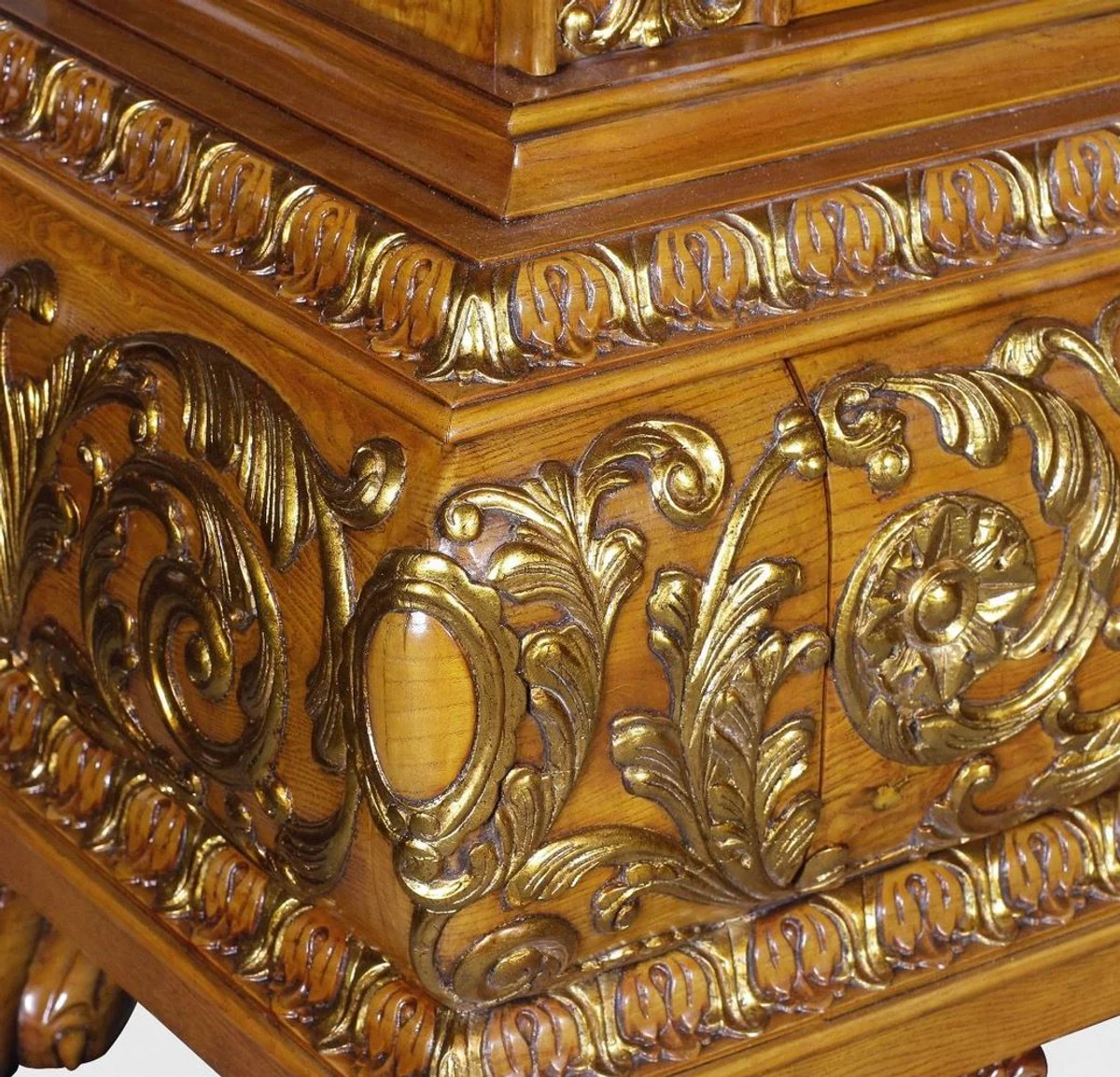 Luxury living room cabinet with LED lighting brown / gold 268 x 58 x H. 189 cm - solid wood cabinet - luxury furniture - luxury furnishings - living room furnishings - luxury quality