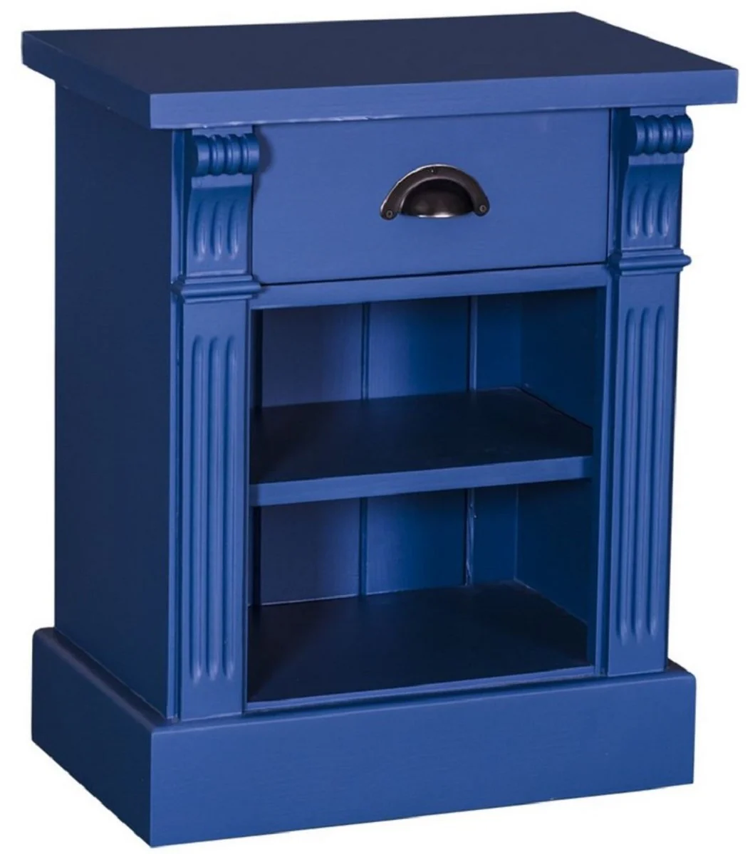 Country house style bedside table with drawer and shelf blue 49 x 33 x H. 60 cm - solid wood night dresser - bedside cabinet - country house style bedroom furniture