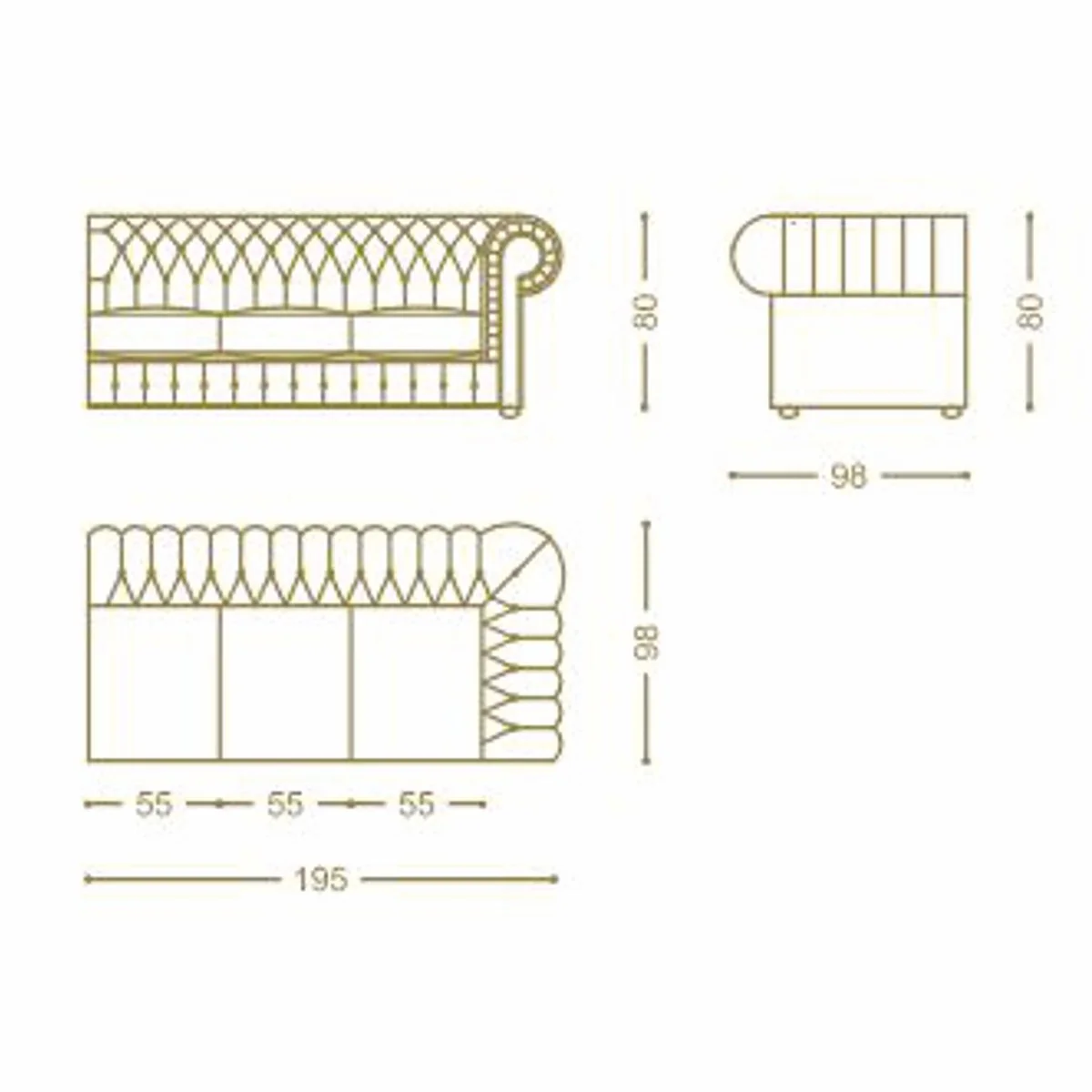 Luxury Chesterfield leather corner sofa dark brown 293 cm - genuine leather furniture