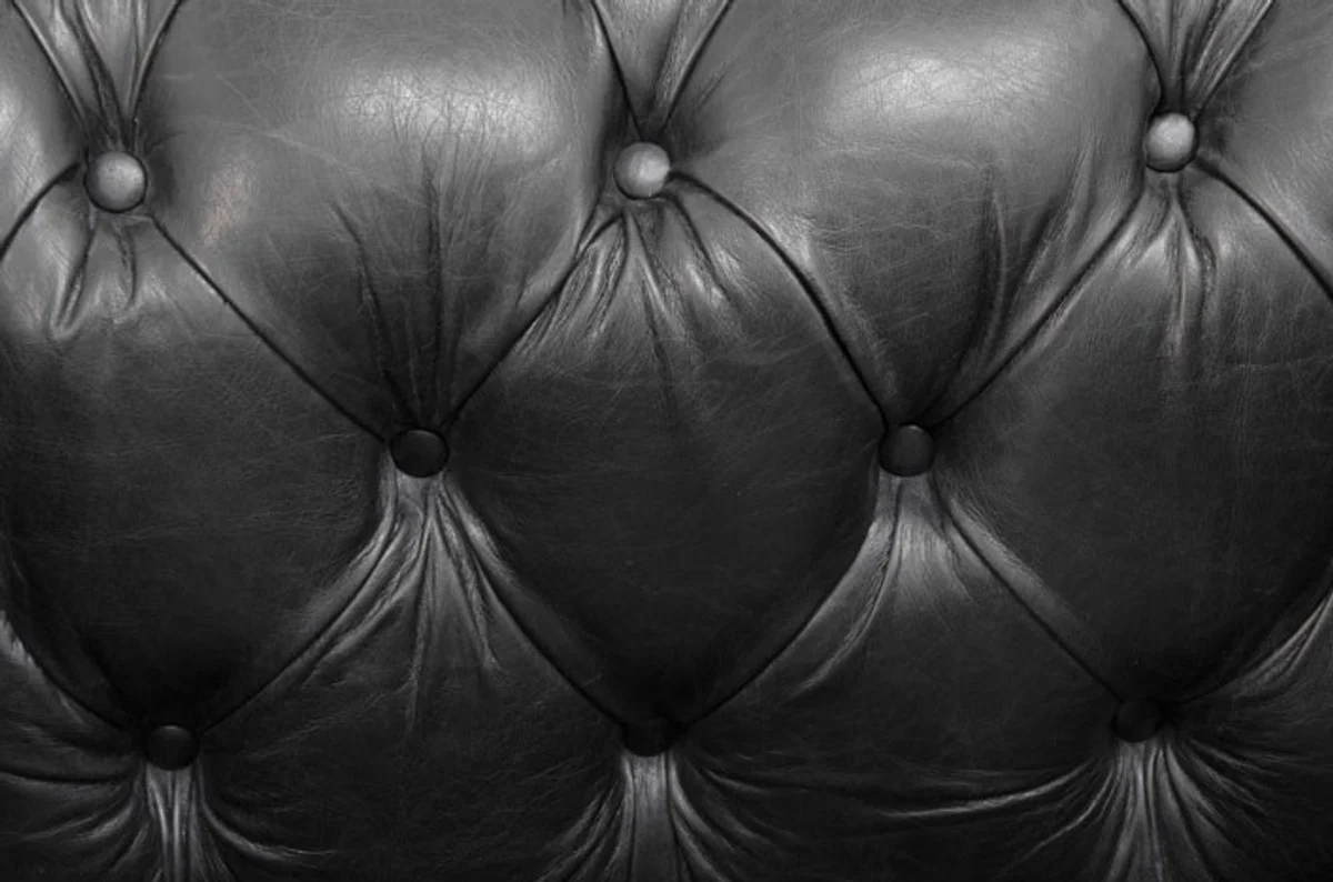 Chesterfield Luxury Real Leather Sofa 3 Seater Vintage Leather by Old Saddle Black