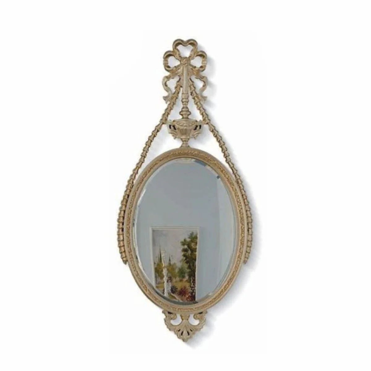 Luxus Barock Spiegel Grau / Gold H. 140 cm - Barock Interior - Made in Italy