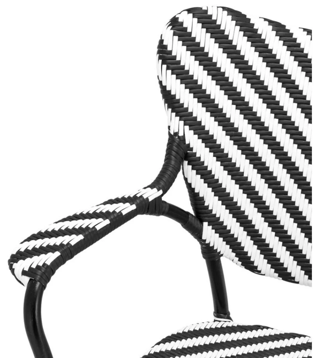 Designer garden chair with armrests black / white - luxury garden furniture