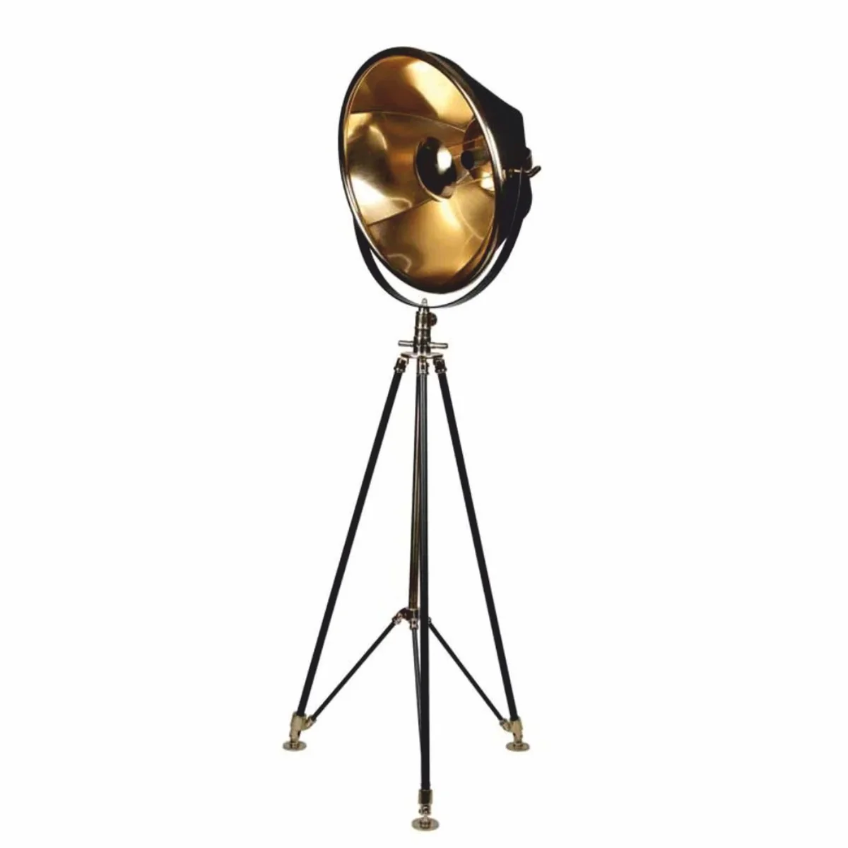 Retro tripod studio lamp black / gold H. 190 cm - metal floor lamp