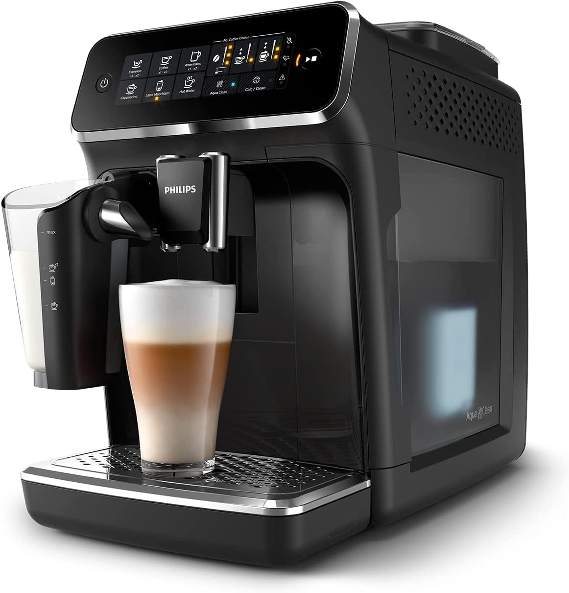 PHILIPS 3200 Serie Vollautomatische Espressomaschine - LatteGo Milk Frother, 5 Kaffeesorten, Intuitive Touch Display, Schwarz, (EP3241/54)