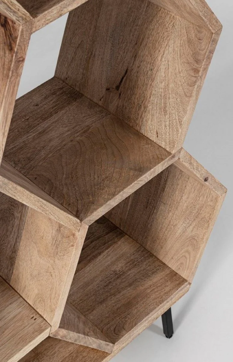 Luxury bookcase brown / black 100 x 30 x H. 186 cm - solid wood cabinet - shelf cabinet - living room furniture - office furniture - luxury furniture