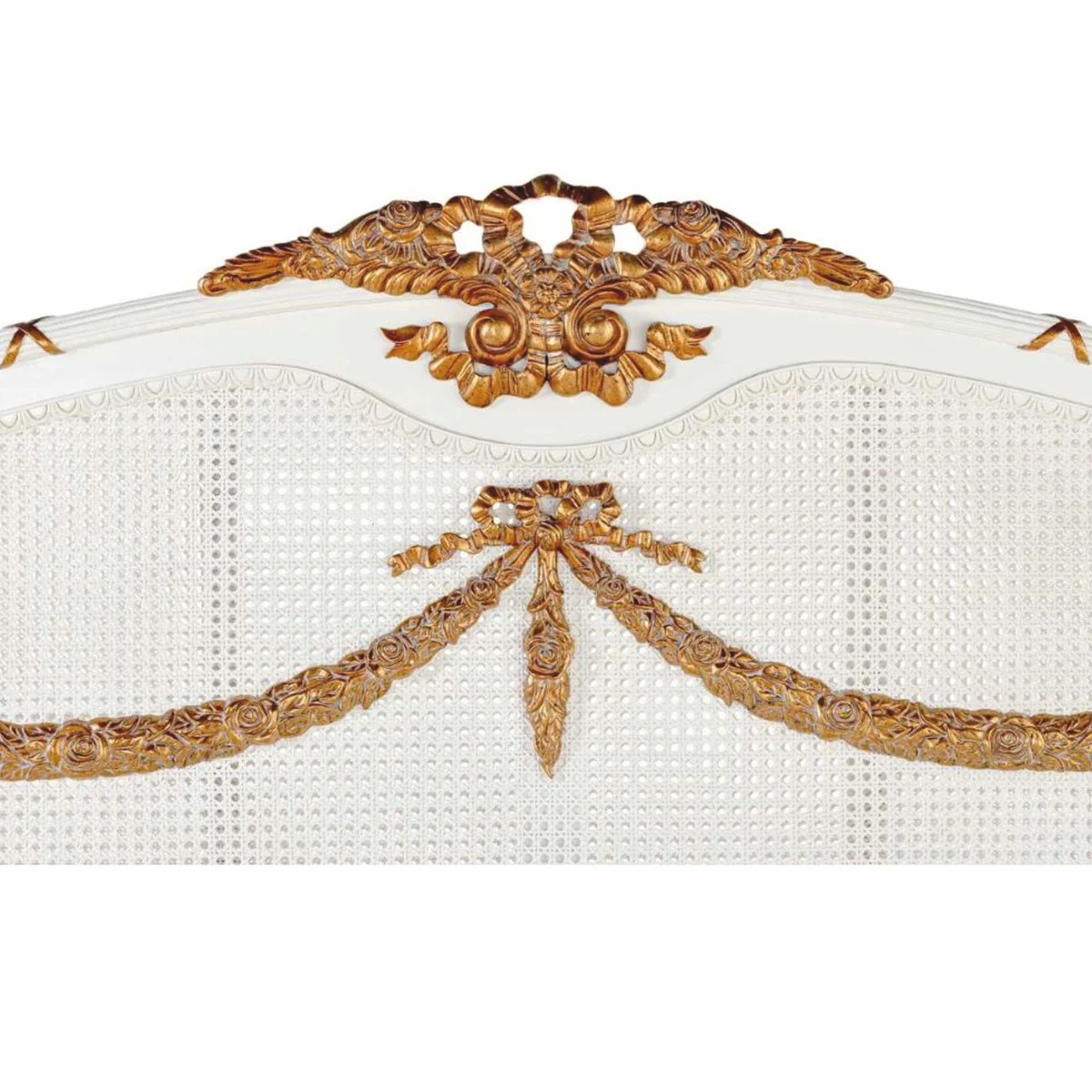 Luxury Baroque Double Bed Ivory / Gold - Baroque Bedroom Furniture