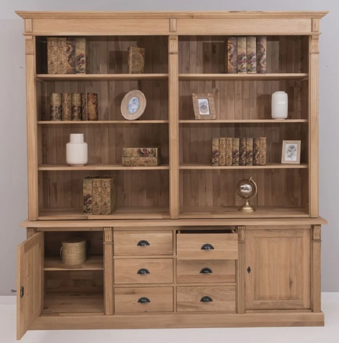 Landhausstil Eichenholz Schrank Naturfarben 223 x 51 x H. 228 cm - Landhausstil Massivholz Möbel