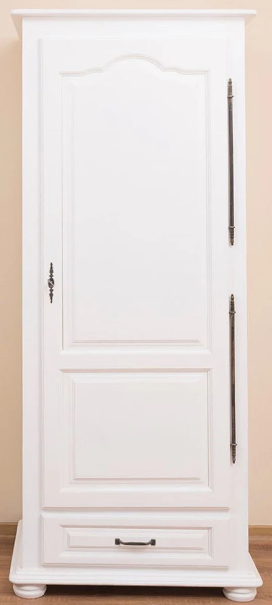 Country house style bedroom cupboard / wardrobe with door and drawer white 79.5 x 54 x H. 186 cm - bedroom furniture