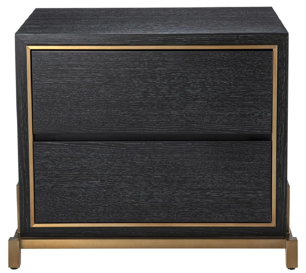 Luxury bedside table anthracite gray / brass 75 x 52 x H. 62 cm - Bedroom side table with 2 drawers - Luxury bedroom furniture