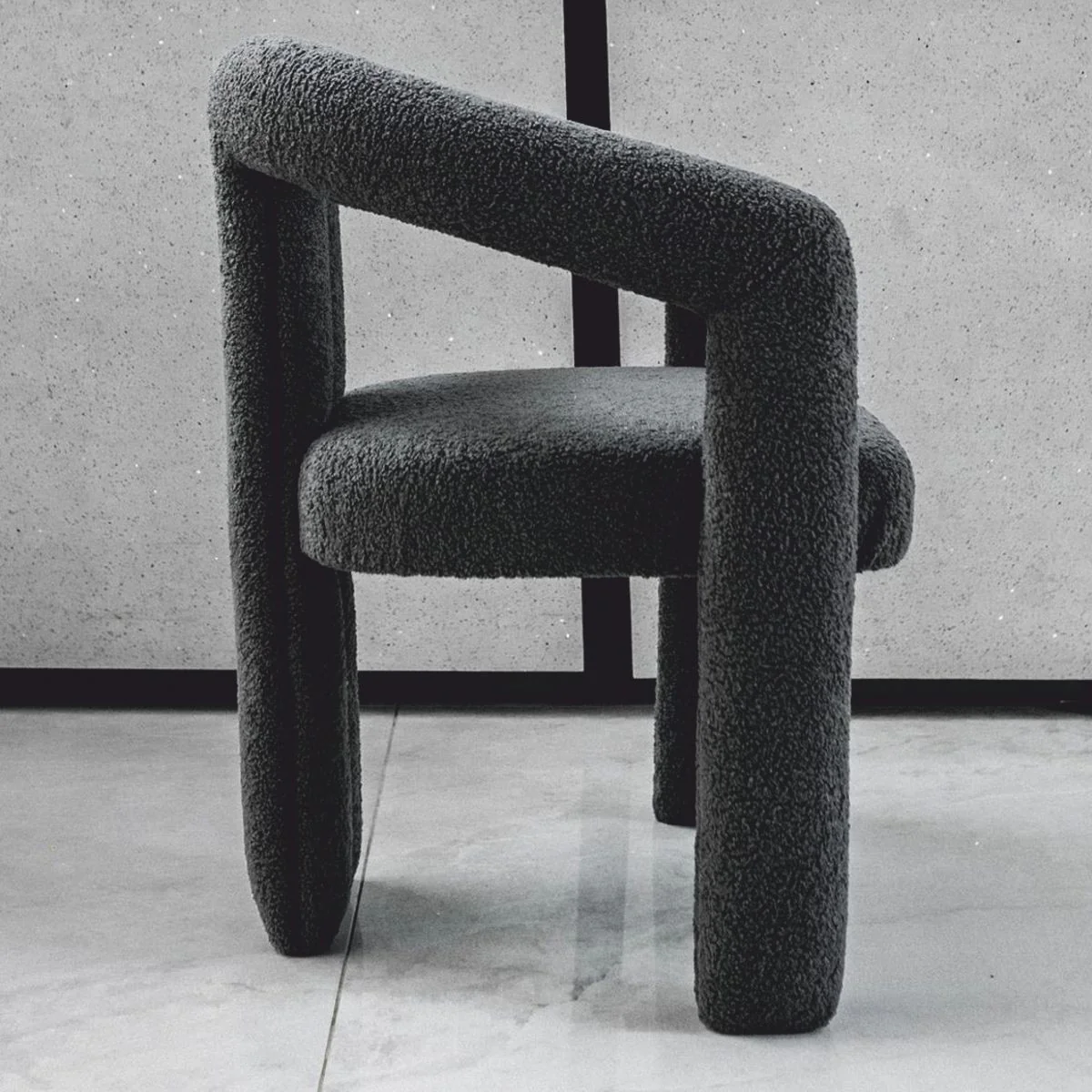 Luxury dining room chair with armrests dark gray 60 x 65 x H. 80 cm