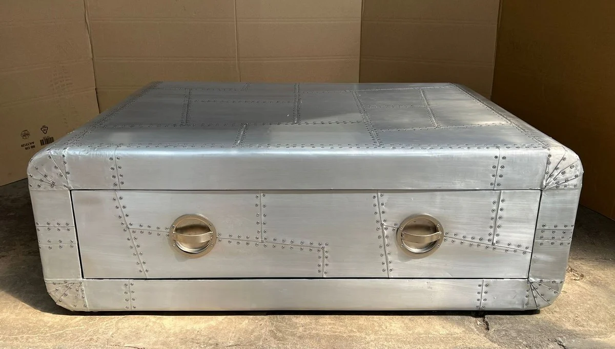 Aluminium Flugzeug Flieger Couchtisch Silber 120 cm - Aluminium Möbel
