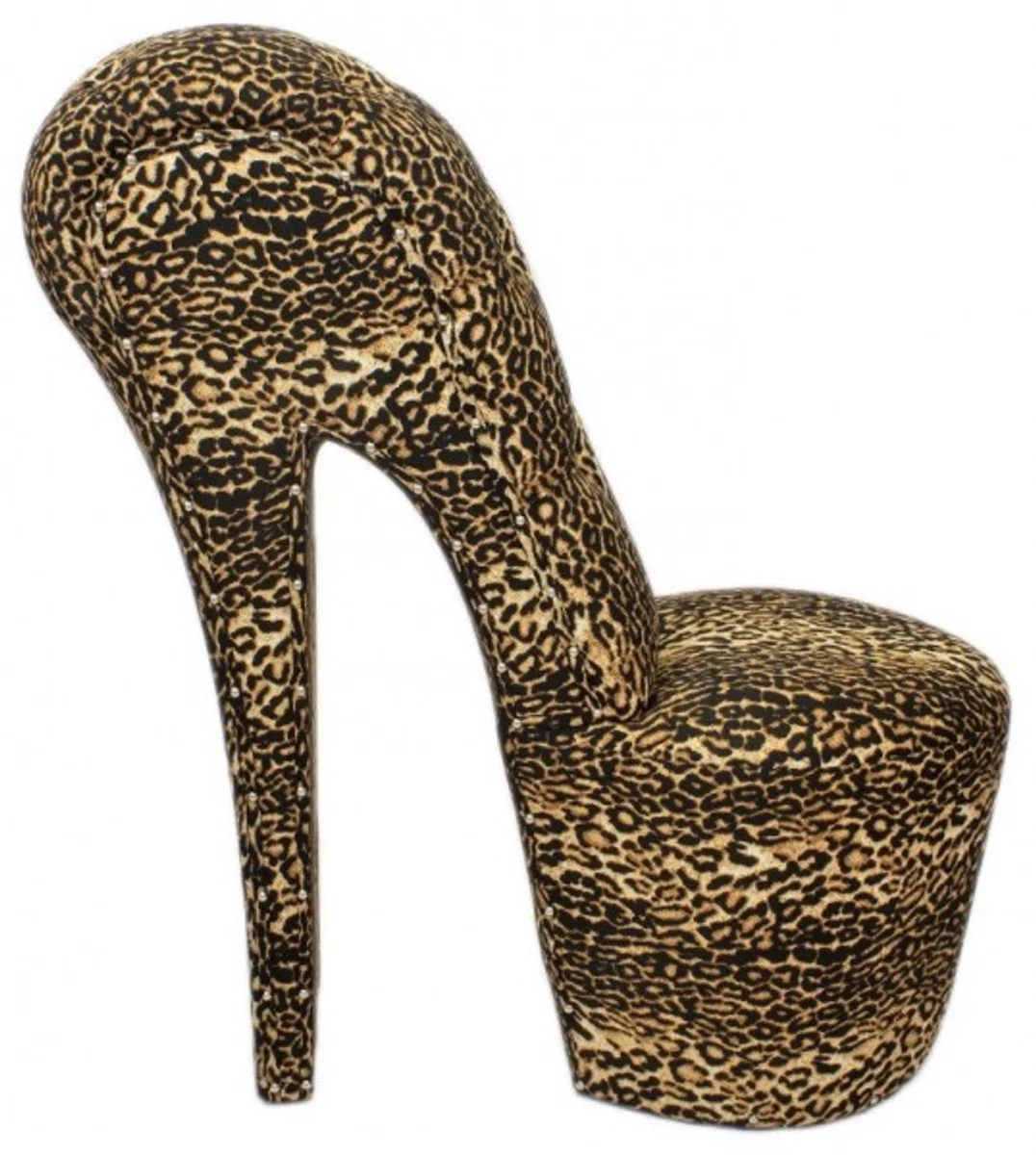 High Heel Sessel Schuh Sessel mit Dekosteinen Leopard - Designer Sessel - Club Möbel Stuhl