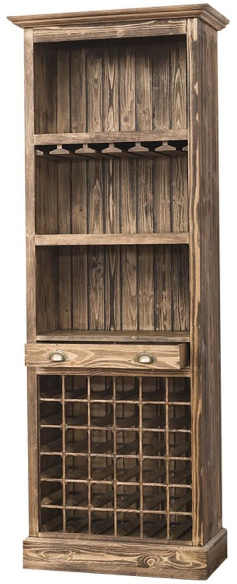 Country house style wine cabinet brown 78 x 41 x H. 210 cm - solid wood bar cabinet - bar furniture in country house style