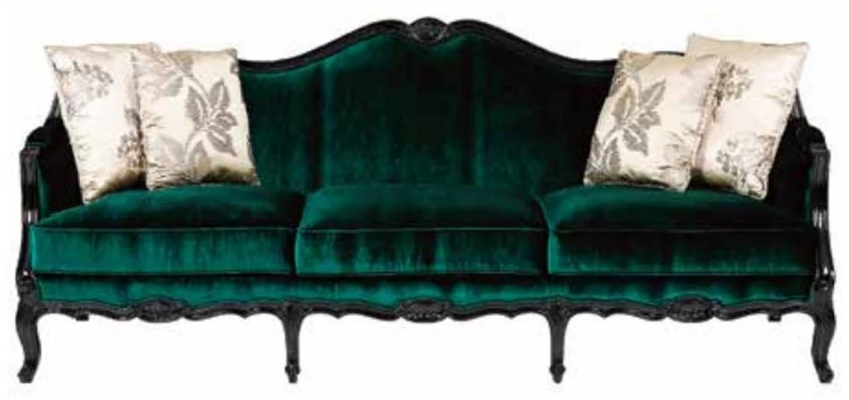 Luxury Baroque Sofa Green / Black - Magnificent Living Room Sofa - Baroque Style Living Room Furniture - Luxury Furniture in Baroque Style - Baroque Furnishings - Noble & Magnificent