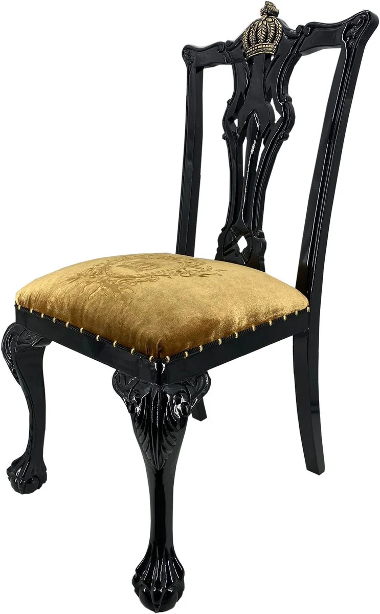 Pompöös by Luxury Baroque Dining Room Chairs Gold / Black - Pompöös Baroque Chairs designed by Harald Glööckler - 4 Dining Room Chairs - Baroque Dining Room Furniture