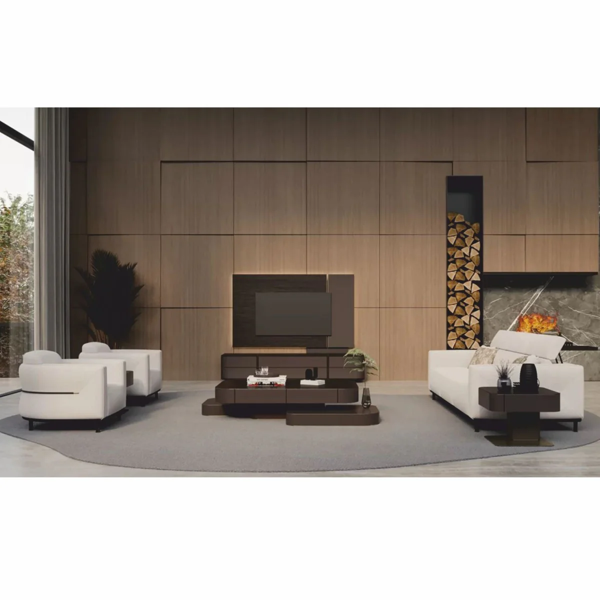 Luxury coffee table dark brown / brass 190 cm - living room & hotel furniture