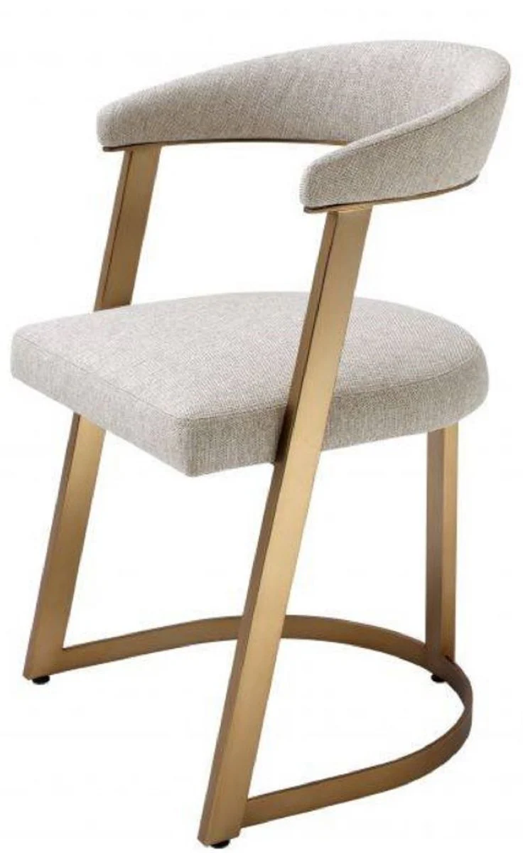 Designer chair with armrests natural color / brass color 53.5 x 49 x H. 78 cm - dining room chair - office chair - designer furniture