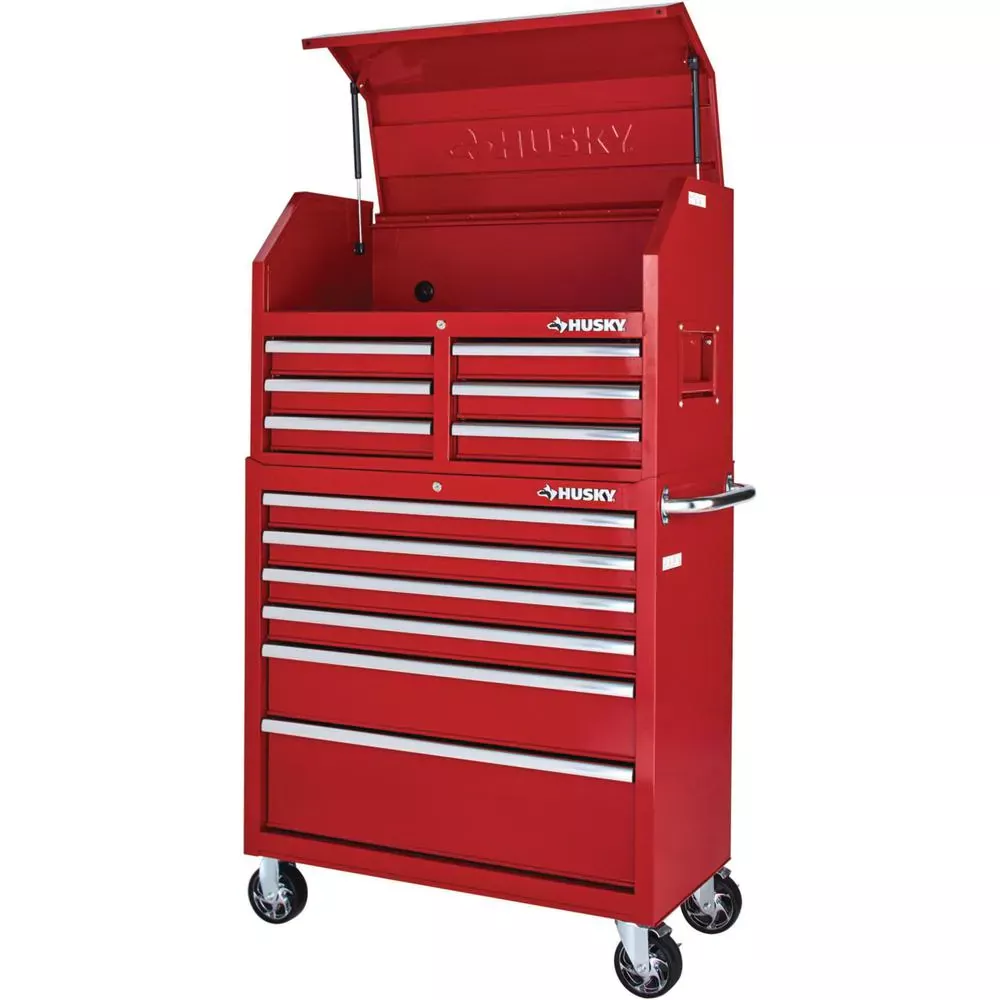36 IN. 12-DRAWER TOOL CHEST UND CABINET COMBO IN GLOSS RED