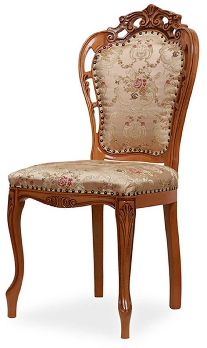 Luxury Baroque Dining Room Chair Set of 4 with Elegant Pattern Gold / Multicolored / Brown - Baroque Style Kitchen Chairs - Magnificent Luxury Dining Room Furniture in Baroque Style - Noble & Magnificent