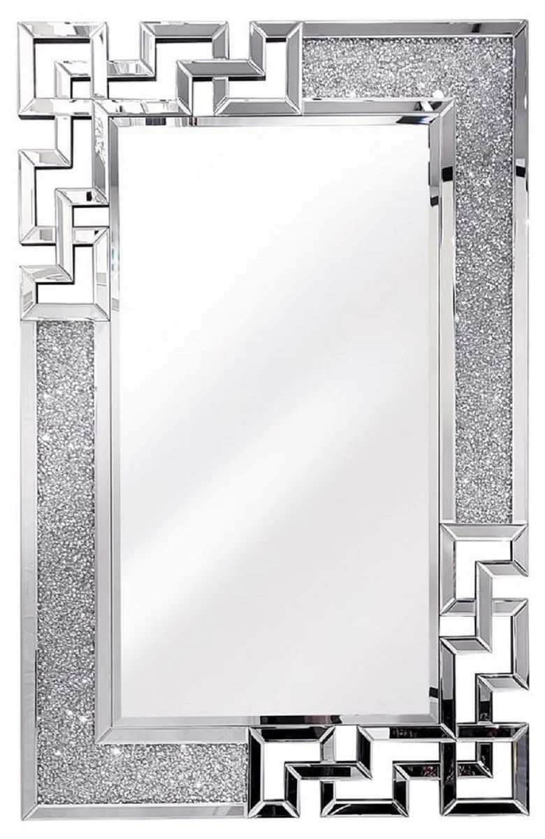 Designer crystal wall mirror 80 x 3 x H. 120 cm - Rectangular mirror with decorative glass crystals - Living room mirror - Bedroom mirror - Cloakroom mirror - Luxury furniture