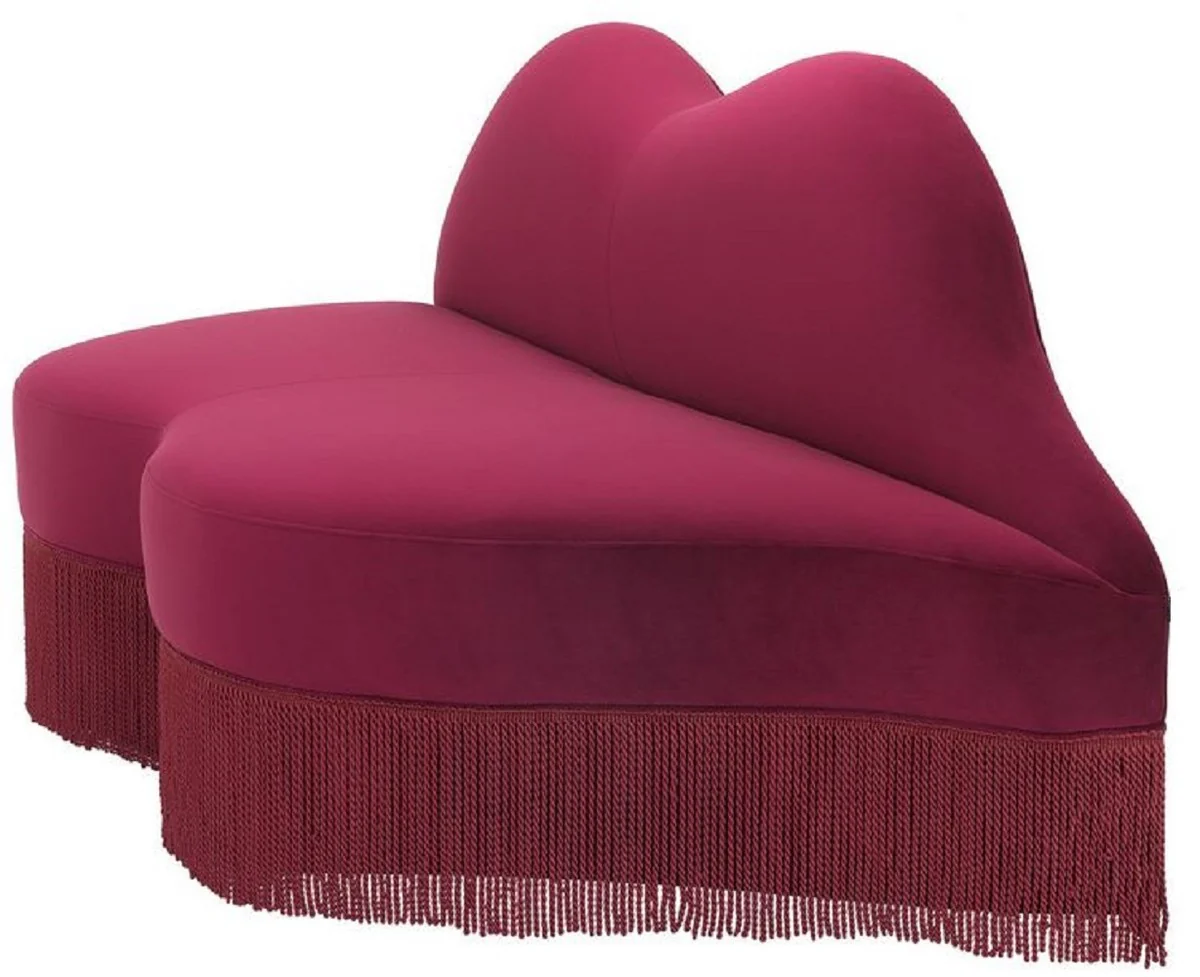 Designer velvet sofa lips mouth burgundy red 195 x 80 x H. 97 cm - designer living room furniture - luxury collection