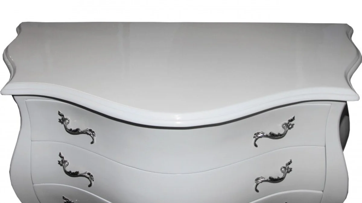 Baroque chest of drawers white / silver 120 cm - Furniture