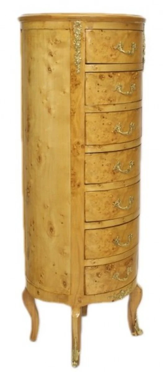 Baroque chest of drawers bird's eye maple / gold with 7 round drawers - antique style