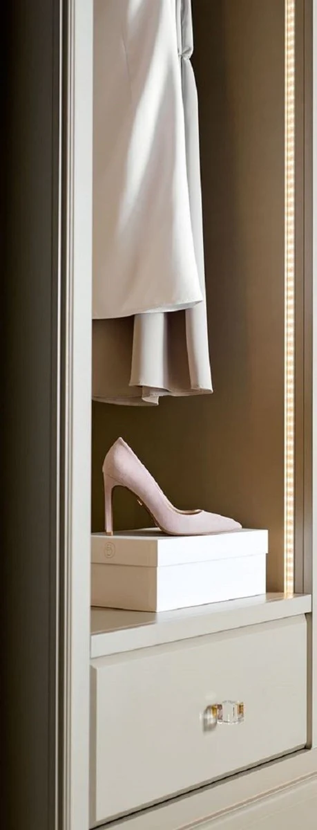 Luxury wardrobe beige 200 x 60 x H. 200 cm - Open bedroom wardrobe - Bedroom furniture - Hotel furniture - Bedroom furnishings - Luxury furniture - Luxury furnishings