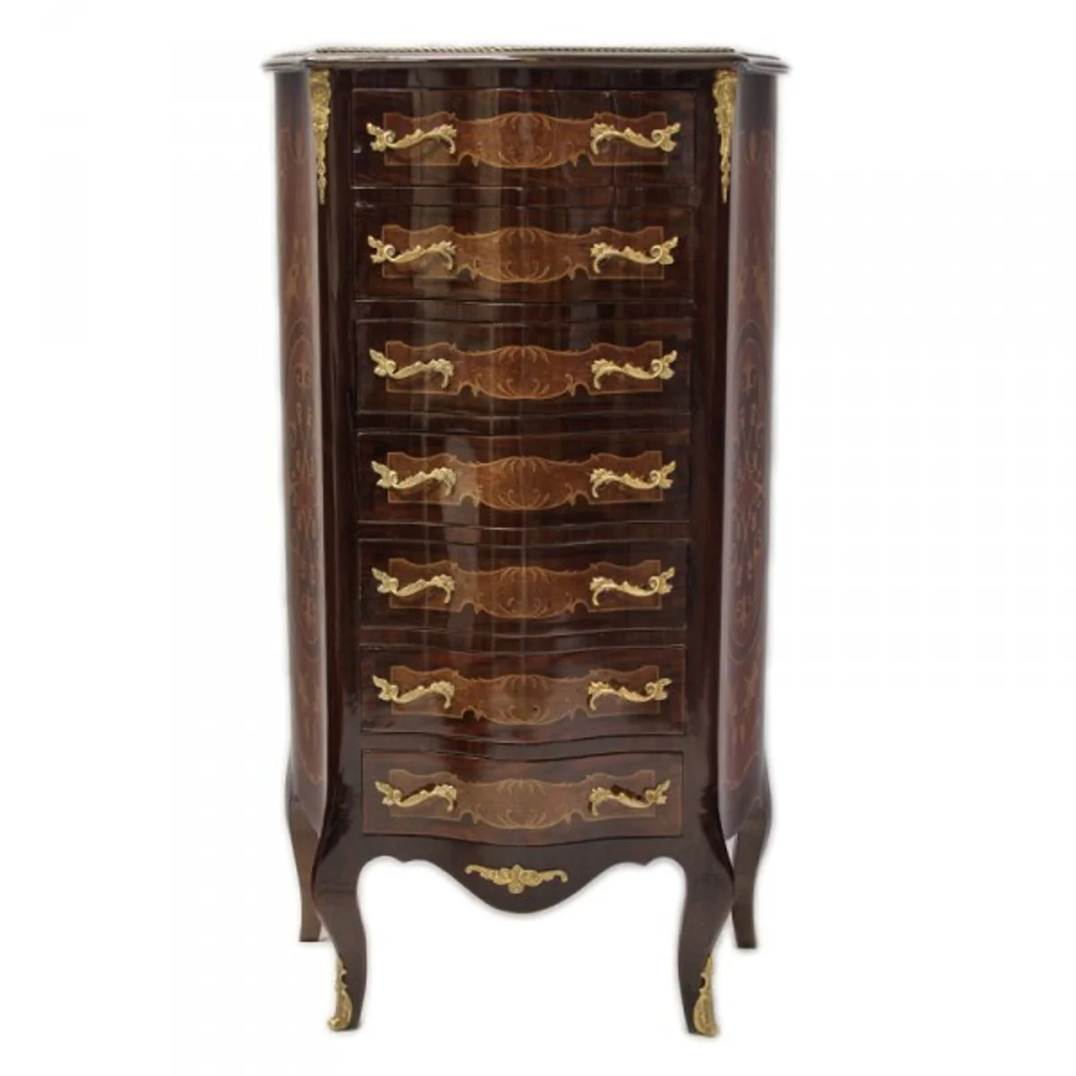 Baroque chest of drawers in mahogany with 7 drawers