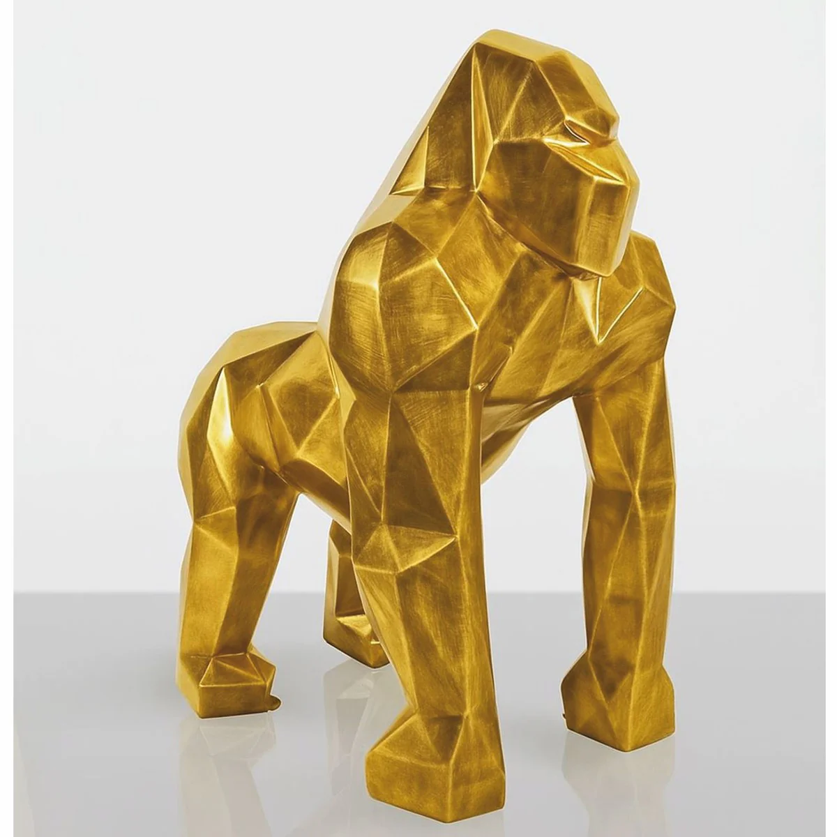 XXL Deko Skulptur Gorilla Affe Antik Gold H. 128 cm - Deko Figur