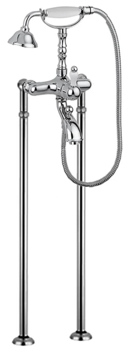 Art Nouveau bathtub fitting silver / white H. 105.5 cm - Nostalgic bathroom bathtub fitting with shower head and feet